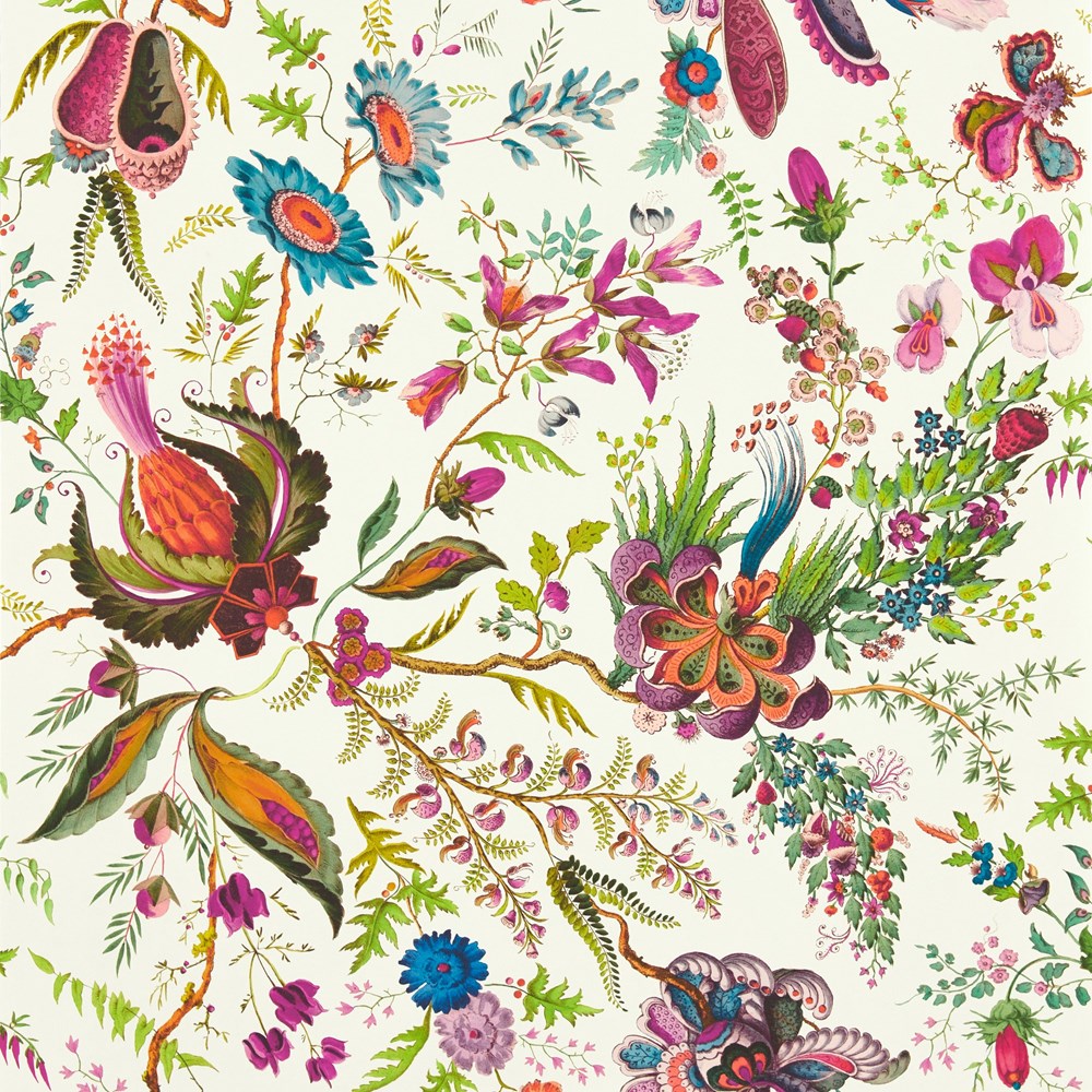 Wonderland Floral Wallpaper 113065 by Harlequin X Sophie Robinson in Spinel Peridot Pearl